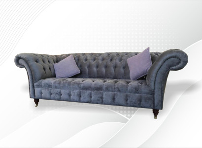 Chesterfield 3 Seater xxl Upholstery Seat Couch Sofa Suite Big Couches Gray new